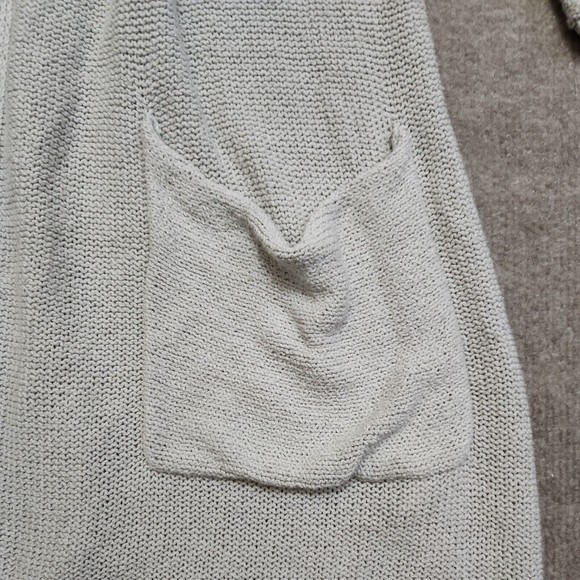 J Jill  Open Tie Front Silk Cardigan Sweater Womens XL Pockets Gray 3/4 Sleeve - Picture 2 of 8